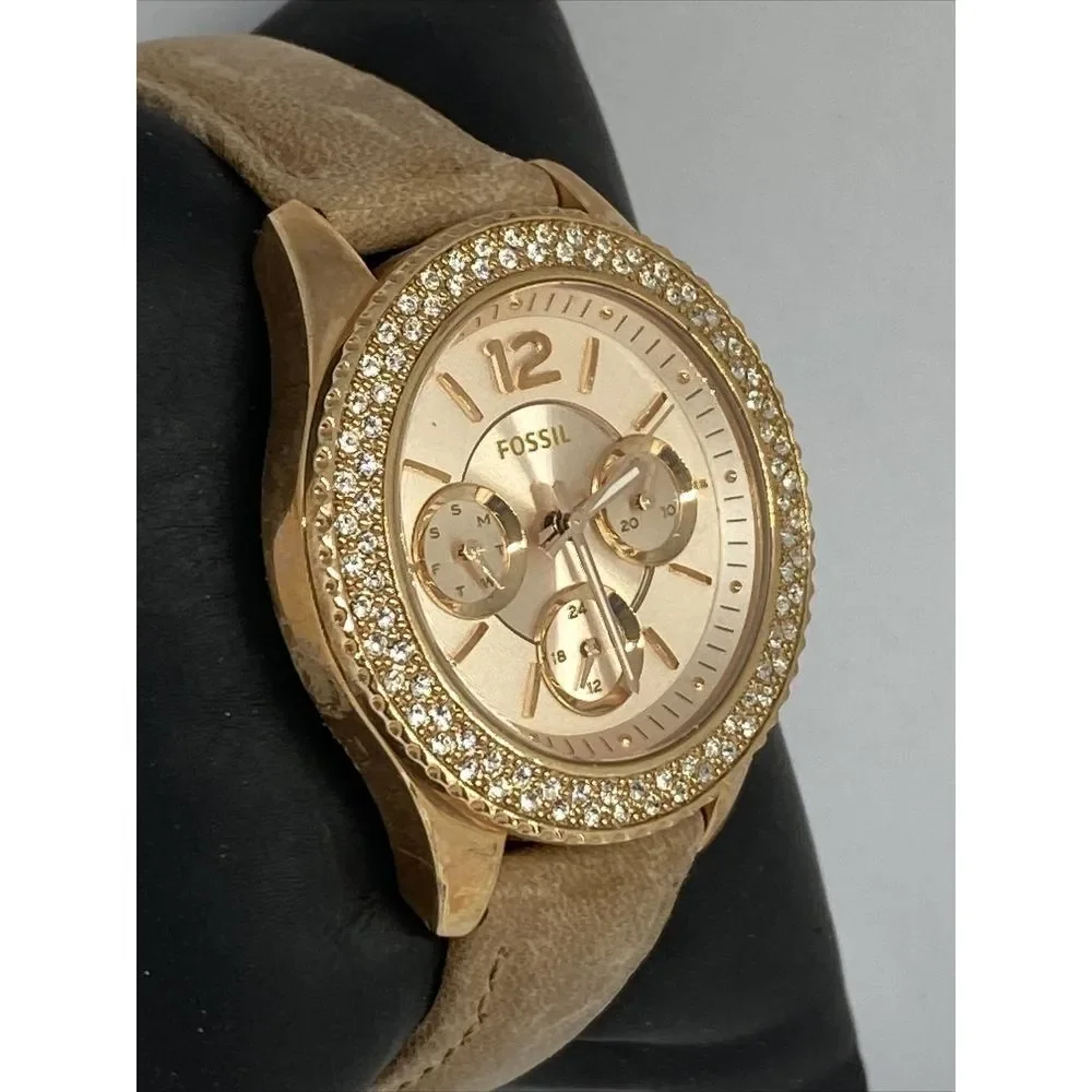 Fossil ES2955 Women Sand Leather Rose Analog Dial Quartz Wrist Watch QB578
